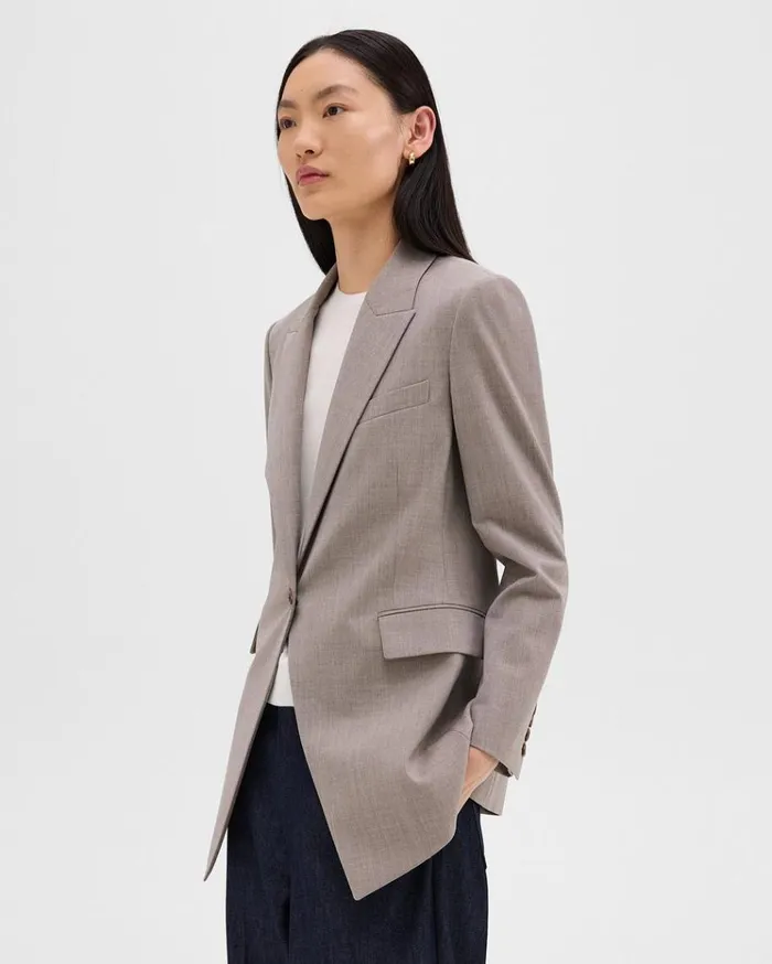 Theory Etiennette Blazer In Good Wool Cinder Melange Women Suits