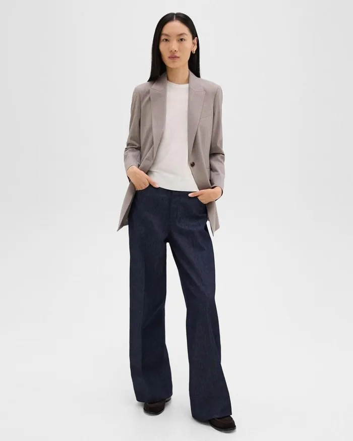 Theory Etiennette Blazer In Good Wool Cinder Melange Women Suits