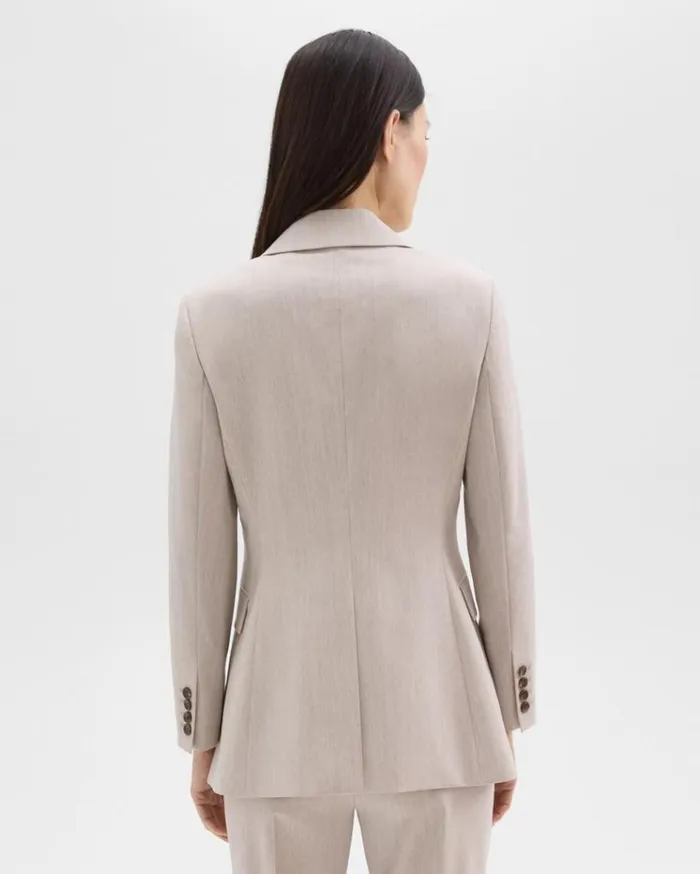 Theory Etiennette Blazer In Good Wool Sand Melange Women Suits