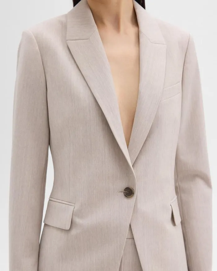 Theory Etiennette Blazer In Good Wool Sand Melange Women Suits