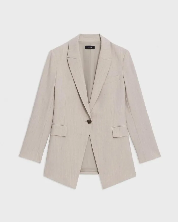 Theory Etiennette Blazer In Good Wool Sand Melange Women Suits