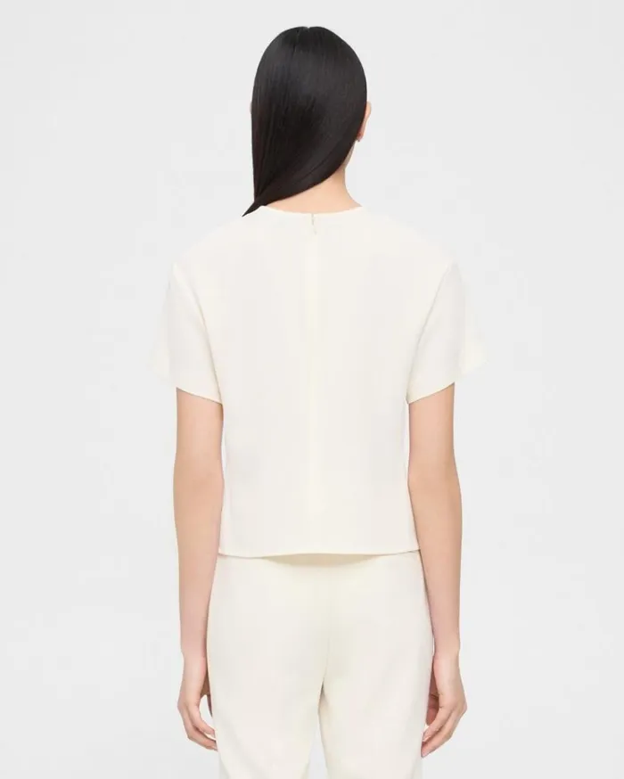 Theory Flutter Sleeve Top In Striped Admiral Crepe Rice Women Tops