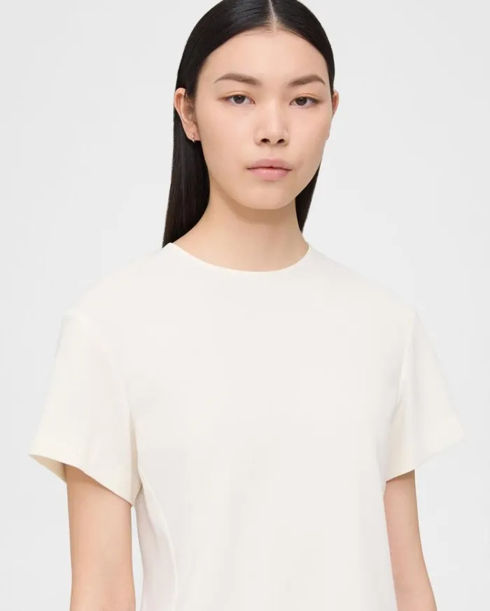 Theory Flutter Sleeve Top In Striped Admiral Crepe Rice Women Tops
