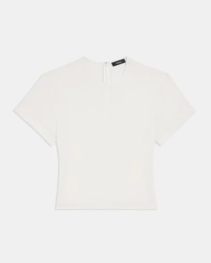 Theory Flutter Sleeve Top In Striped Admiral Crepe Rice Women Tops