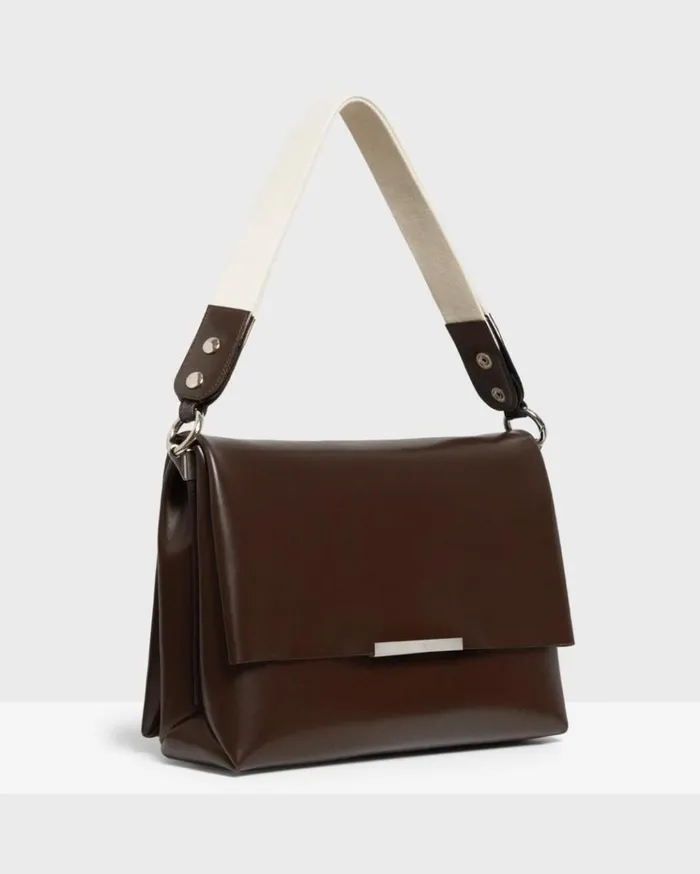 Theory Fold Shoulder Bag In Leather Dark Brown Women Bags Theory Fold Shoulder Bag In Leather Dark Brown Women Bags
