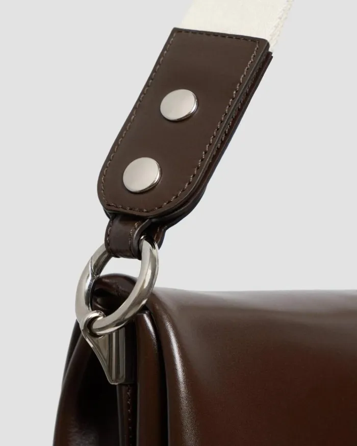 Theory Fold Shoulder Bag In Leather Dark Brown Women Bags Theory Fold Shoulder Bag In Leather Dark Brown Women Bags