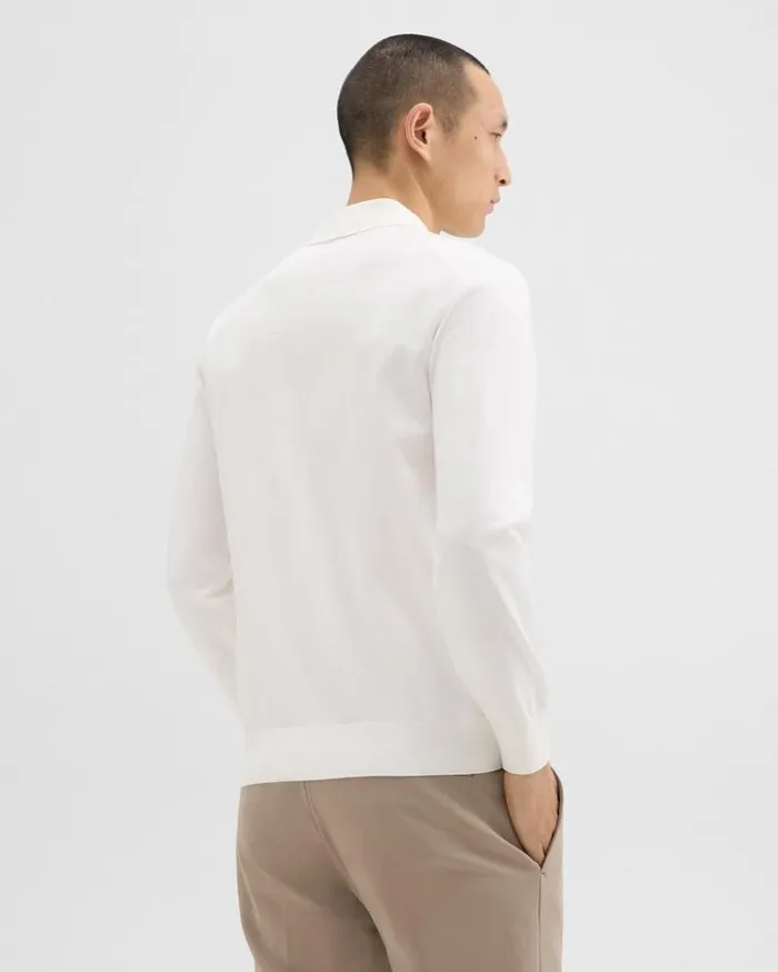 Theory Goris LongSleeve Polo Shirt In Light Bilen White Men TShirts Polos