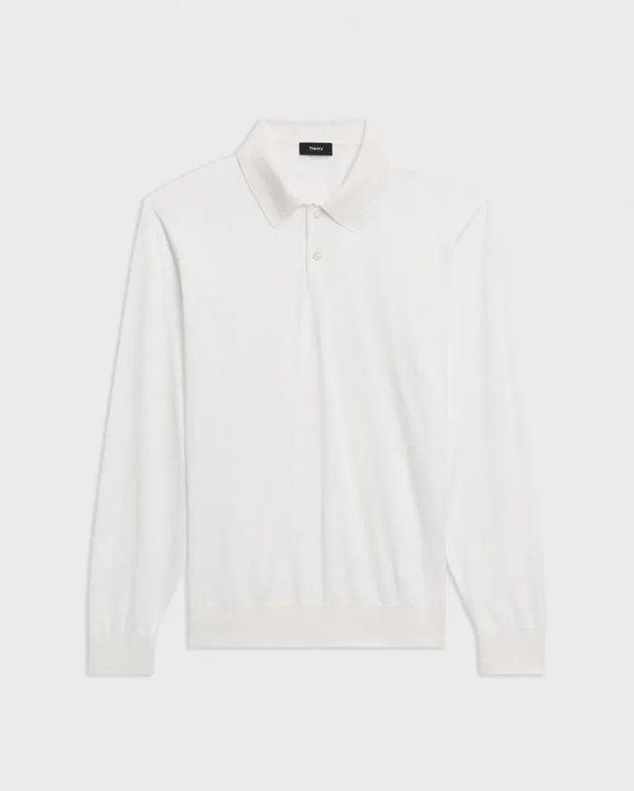 Theory Goris LongSleeve Polo Shirt In Light Bilen White Men TShirts Polos
