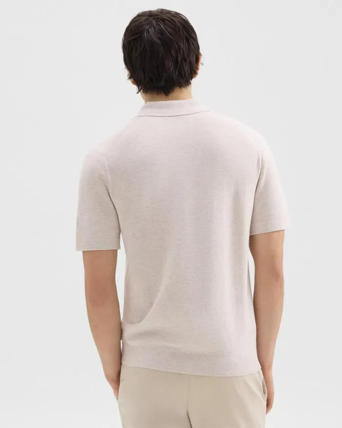 Theory Goris Polo Shirt In Piqu Light Bilen Melange Ivory Men Sweaters Cardigans Theory Goris Polo Shirt In Piqu Light Bilen Melange Ivory Men Sweaters Cardigans