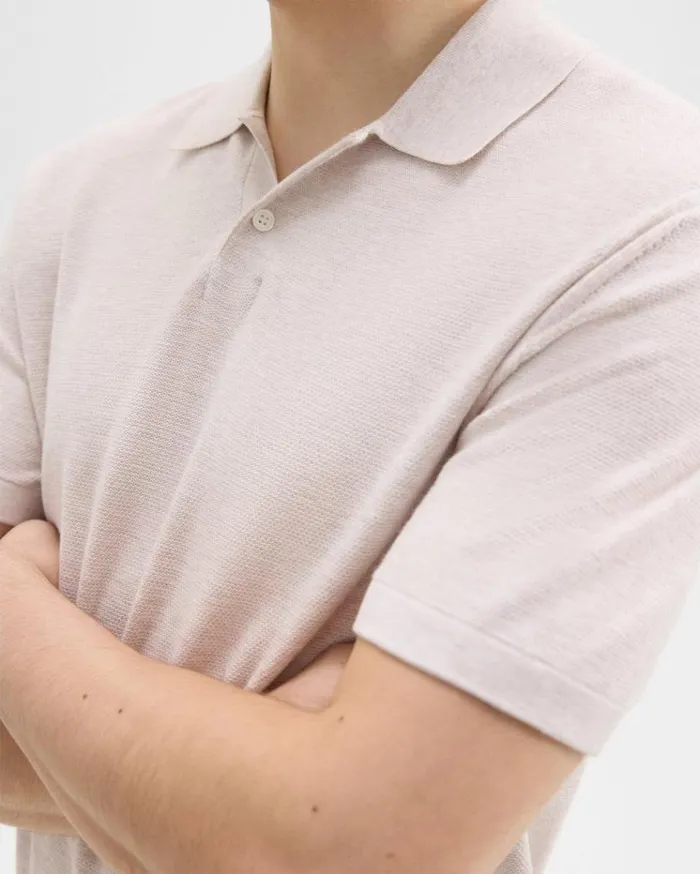 Theory Goris Polo Shirt In Piqu Light Bilen Melange Ivory Men Sweaters Cardigans Theory Goris Polo Shirt In Piqu Light Bilen Melange Ivory Men Sweaters Cardigans