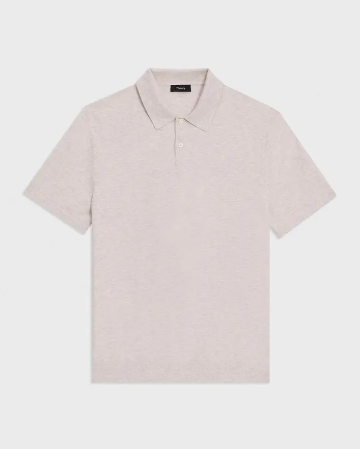 Theory Goris Polo Shirt In Piqu Light Bilen Melange Ivory Men Sweaters Cardigans Theory Goris Polo Shirt In Piqu Light Bilen Melange Ivory Men Sweaters Cardigans