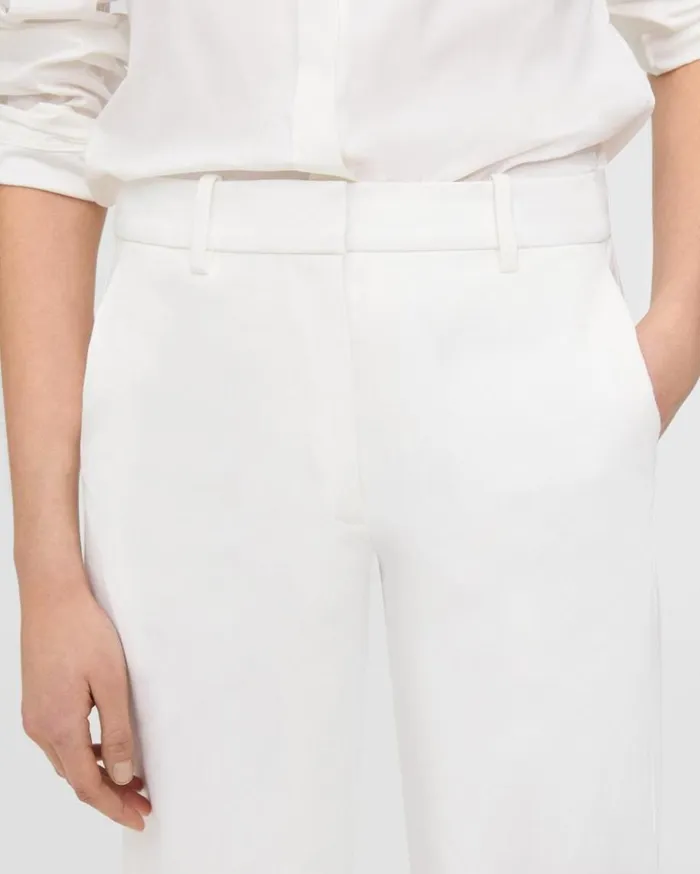 Theory HighWaist Straight Short In Stretch Cotton White Women Pants