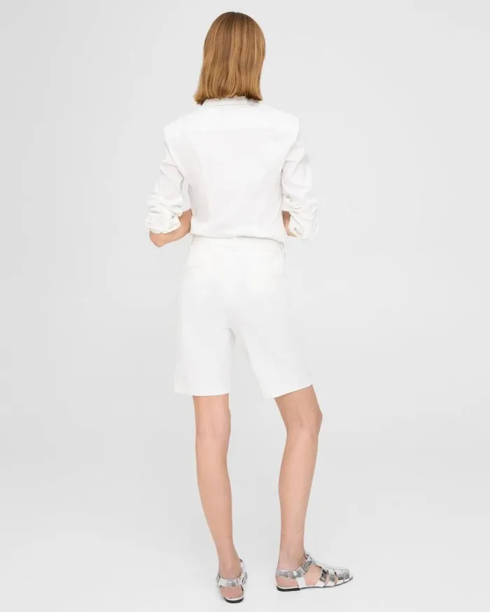 Theory HighWaist Straight Short In Stretch Cotton White Women Pants