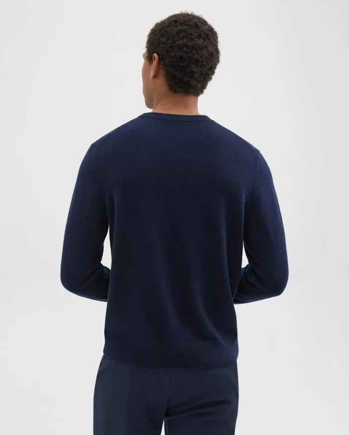 Theory Hilles Crewneck Sweater In Cashmere Baltic Men Sweaters Cardigans