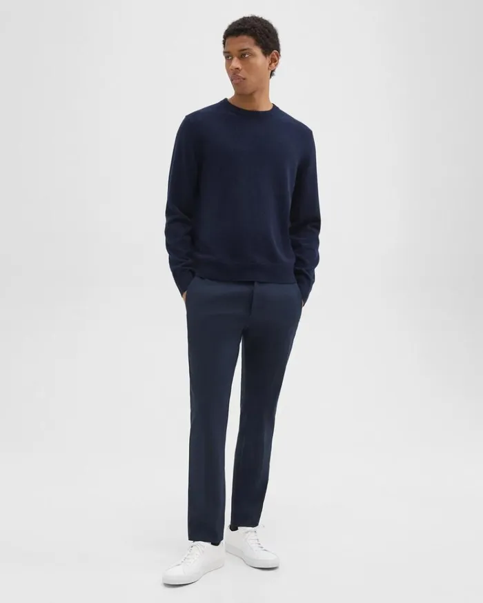 Theory Hilles Crewneck Sweater In Cashmere Baltic Men Sweaters Cardigans