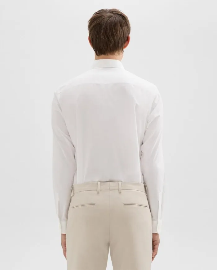 Theory Hugh Shirt In Cotton White Men Shirts