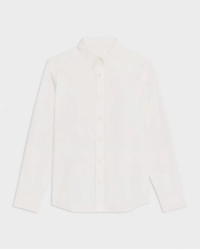 Theory Hugh Shirt In Cotton White Men Shirts