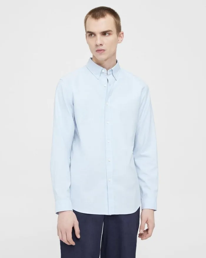 Theory Irving Shirt In Oxford Cotton Olympic Men Shirts