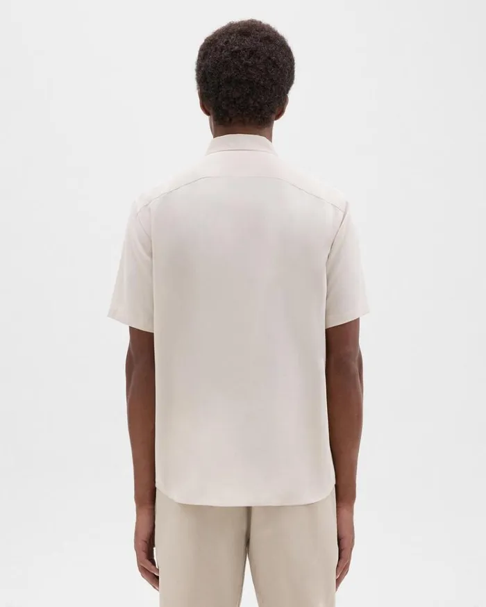 Theory Irving ShortSleeve Shirt In Fluid Twill New Sand Men Shirts Theory Irving ShortSleeve Shirt In Fluid Twill New Sand Men Shirts