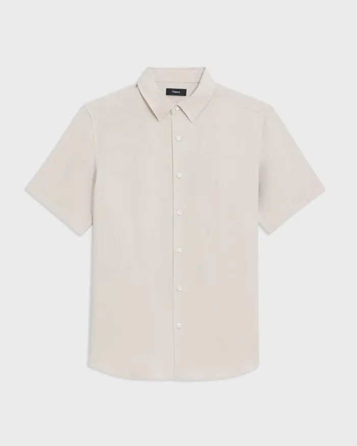 Theory Irving ShortSleeve Shirt In Fluid Twill New Sand Men Shirts Theory Irving ShortSleeve Shirt In Fluid Twill New Sand Men Shirts