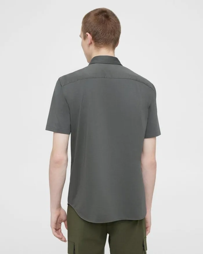Theory Irving ShortSleeve Shirt In Structure Knit Dark Olive Men Shirts Theory Irving ShortSleeve Shirt In Structure Knit Dark Olive Men Shirts
