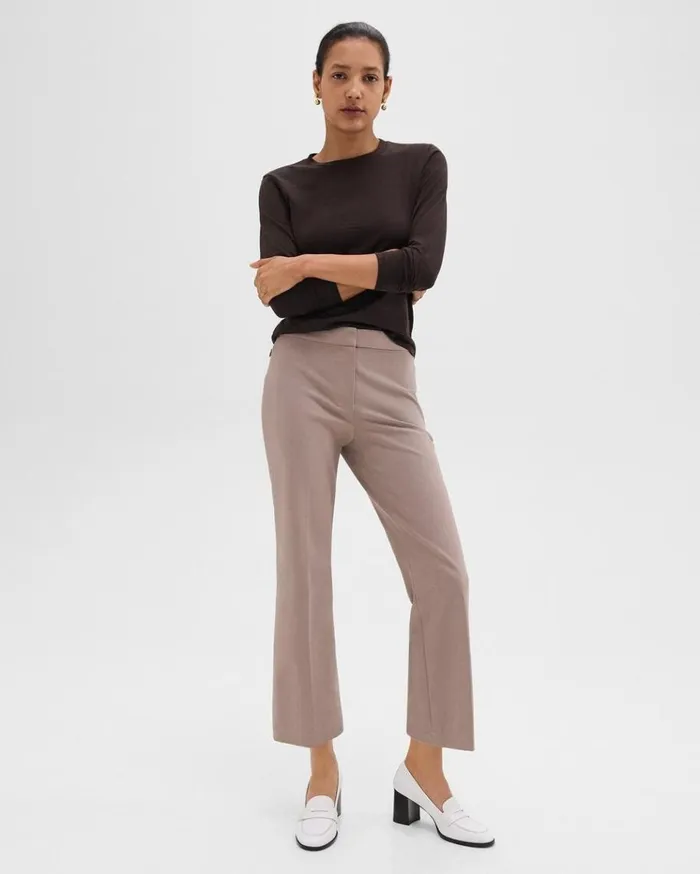 Theory Kick Pant In Stretch Cotton Cinder Women Pants