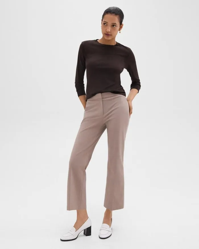 Theory Kick Pant In Stretch Cotton Cinder Women Pants Theory Kick Pant In Stretch Cotton Cinder Women Pants