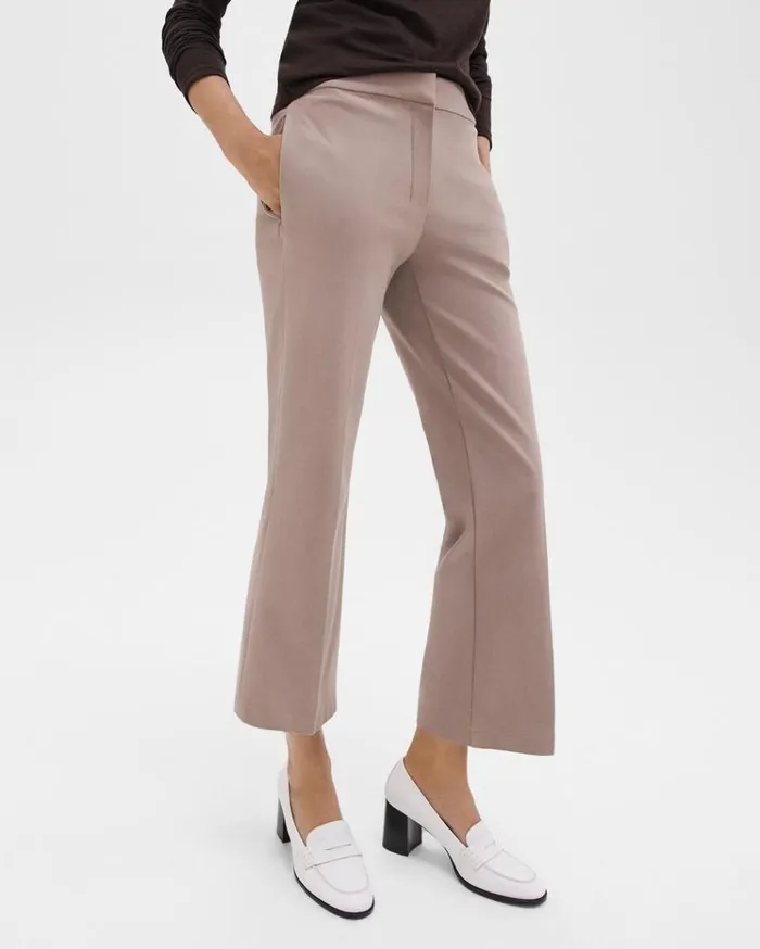 Theory Kick Pant In Stretch Cotton Cinder Women Pants Theory Kick Pant In Stretch Cotton Cinder Women Pants
