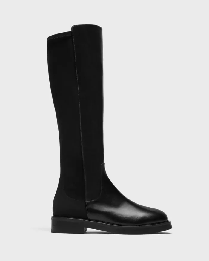 Theory KneeHigh PullOn Boot In Leather Black Women Shoes