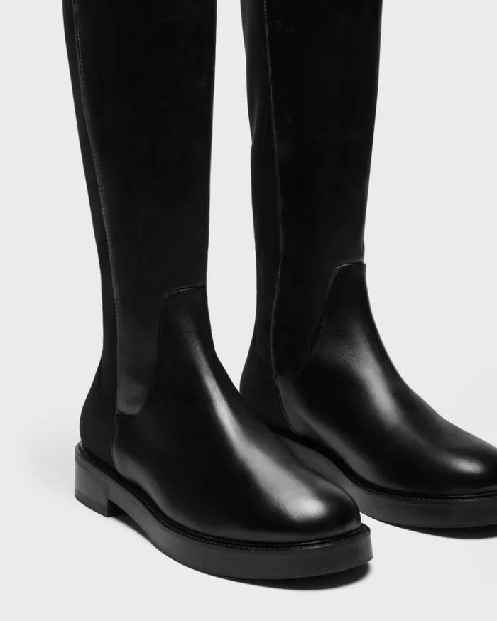 Theory KneeHigh PullOn Boot In Leather Black Women Shoes