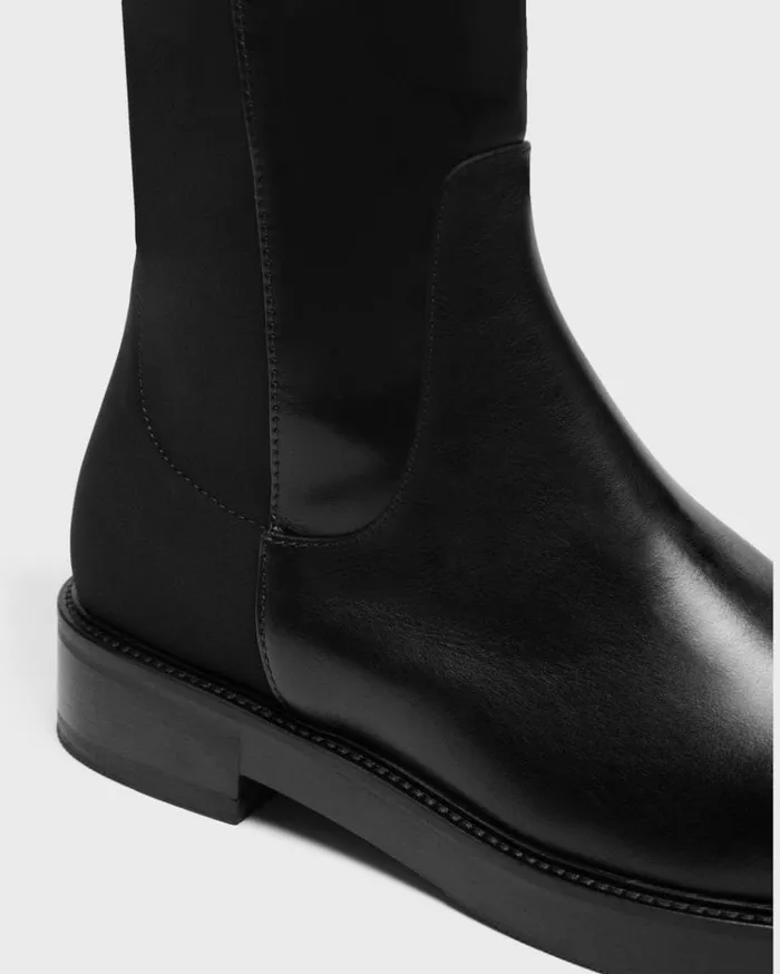 Theory KneeHigh PullOn Boot In Leather Black Women Shoes