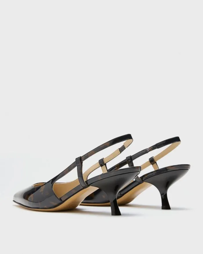 Theory Micro Slingback Pump In Tortoiseshell Printed Leather Blackbrown Women Shoes