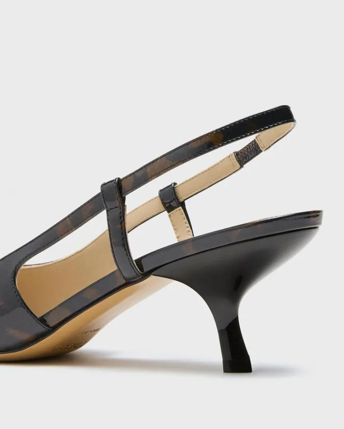 Theory Micro Slingback Pump In Tortoiseshell Printed Leather Blackbrown Women Shoes