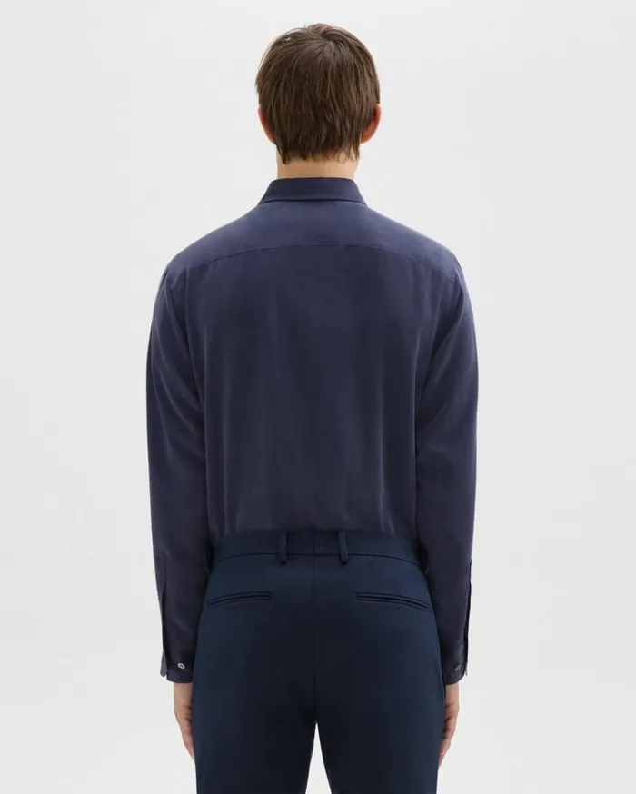 Theory Military Shirt In Fluid Twill Baltic Men Shirts Theory Military Shirt In Fluid Twill Baltic Men Shirts