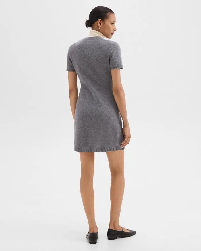 Theory Mini Sweater Dress In Felted WoolCashmere Ash Melange Women Dresses Theory Mini Sweater Dress In Felted WoolCashmere Ash Melange Women Dresses