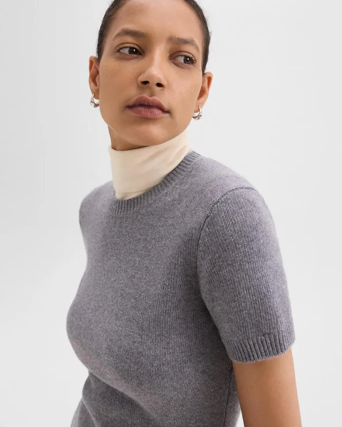 Theory Mini Sweater Dress In Felted WoolCashmere Ash Melange Women Dresses Theory Mini Sweater Dress In Felted WoolCashmere Ash Melange Women Dresses