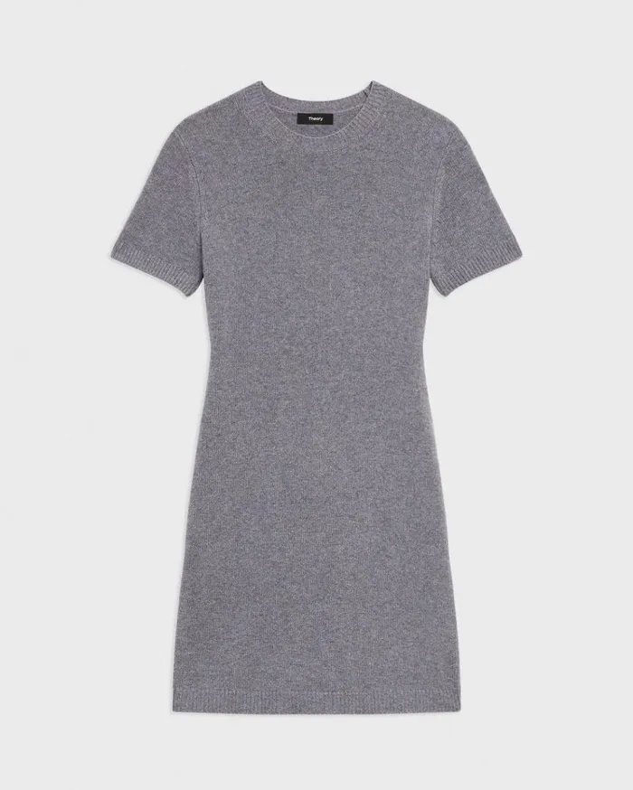 Theory Mini Sweater Dress In Felted WoolCashmere Ash Melange Women Dresses Theory Mini Sweater Dress In Felted WoolCashmere Ash Melange Women Dresses