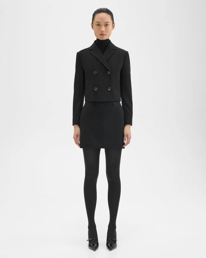 Theory Mini Trouser Skirt In Admiral Crepe Black Women Skirts