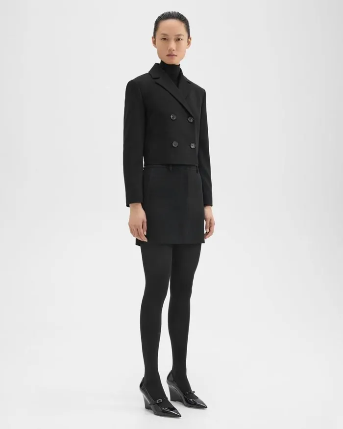 Theory Mini Trouser Skirt In Admiral Crepe Black Women Skirts