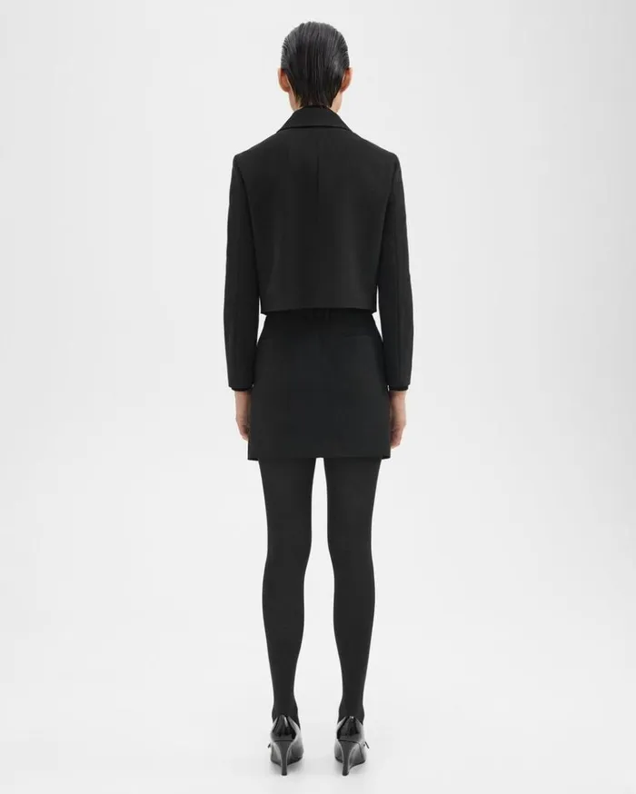 Theory Mini Trouser Skirt In Admiral Crepe Black Women Skirts