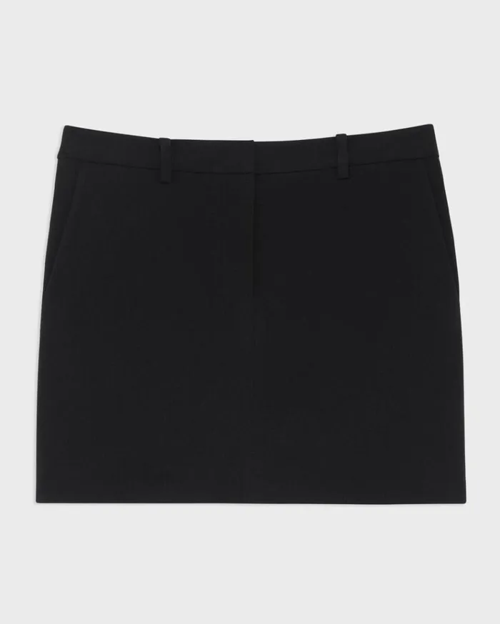 Theory Mini Trouser Skirt In Admiral Crepe Black Women Skirts