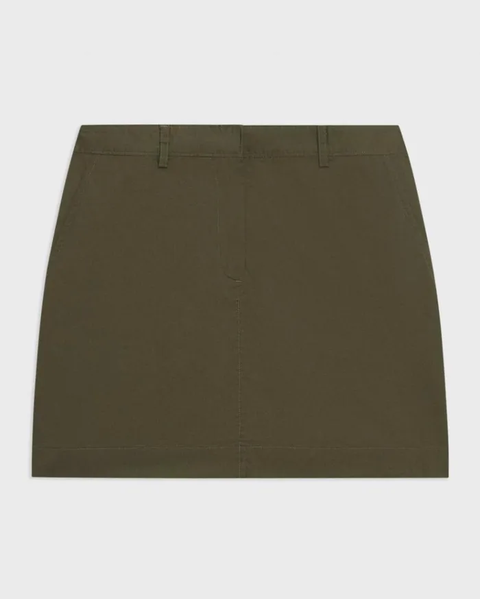 Theory Mini Trouser Skirt In Organic Cotton Dark Olive Women Skirts Theory Mini Trouser Skirt In Organic Cotton Dark Olive Women Skirts