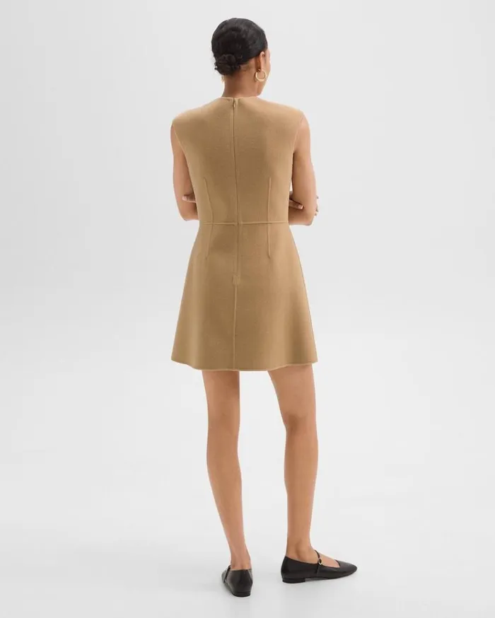 Theory Mini Wrap Dress In DoubleFace WoolCashmere New Camel Women Dresses