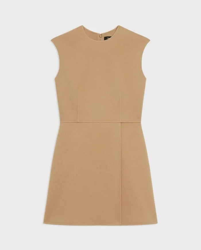Theory Mini Wrap Dress In DoubleFace WoolCashmere New Camel Women Dresses