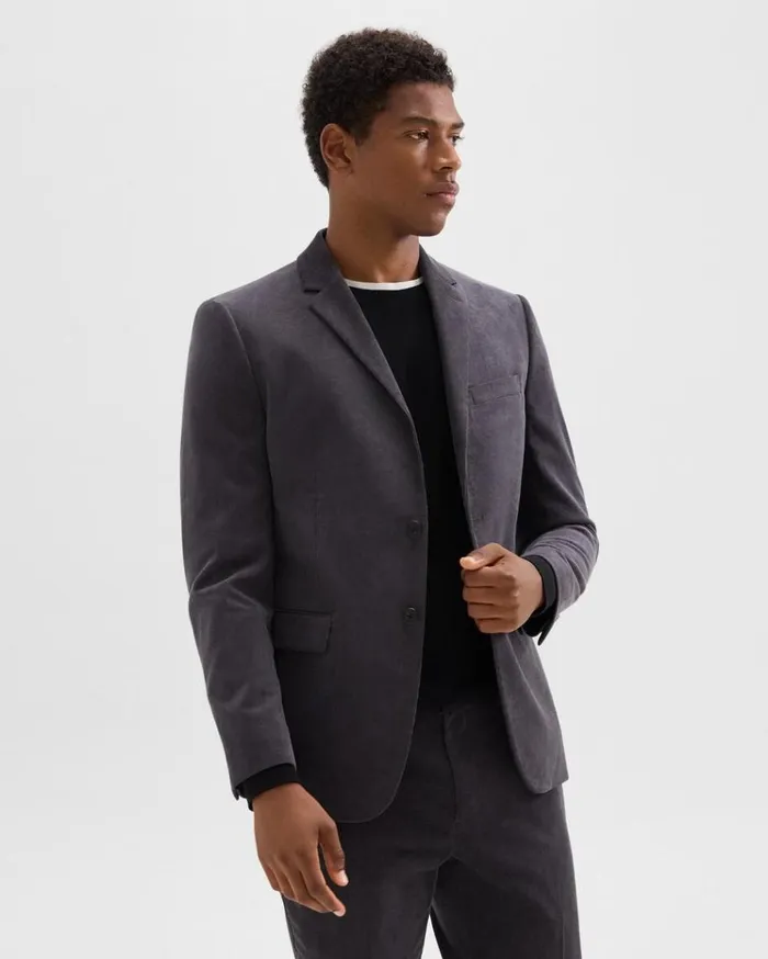 Theory Morton Blazer In Stretch Corduroy Dark Grey Men Blazers Jackets