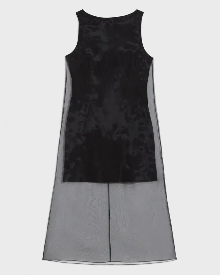 Theory Overlay Midi Dress In Good Linen Black Women Dresses