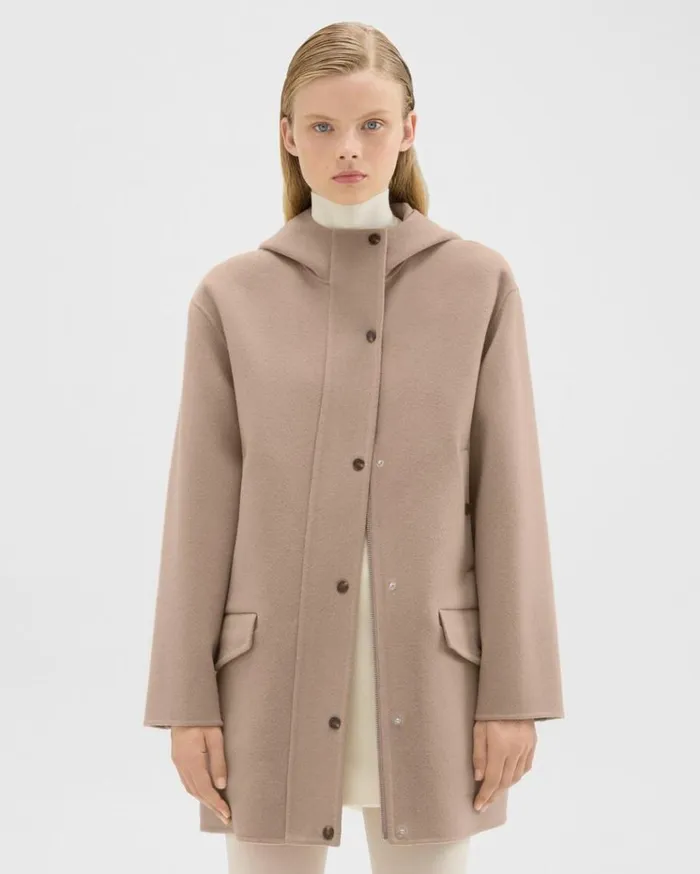 Theory Parka In DoubleFace WoolCashmere Palomino Women Outerwear