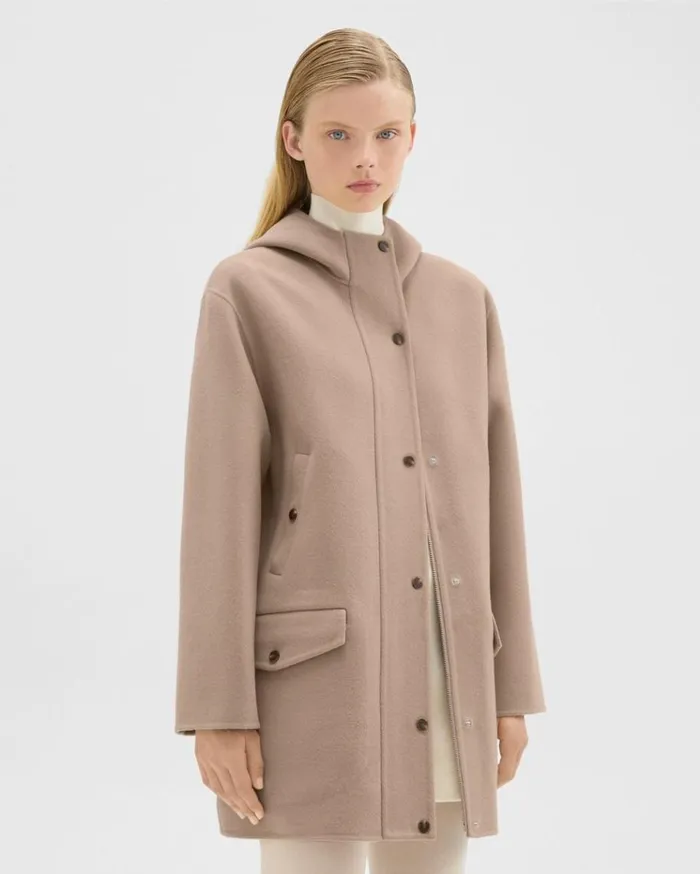 Theory Parka In DoubleFace WoolCashmere Palomino Women Outerwear