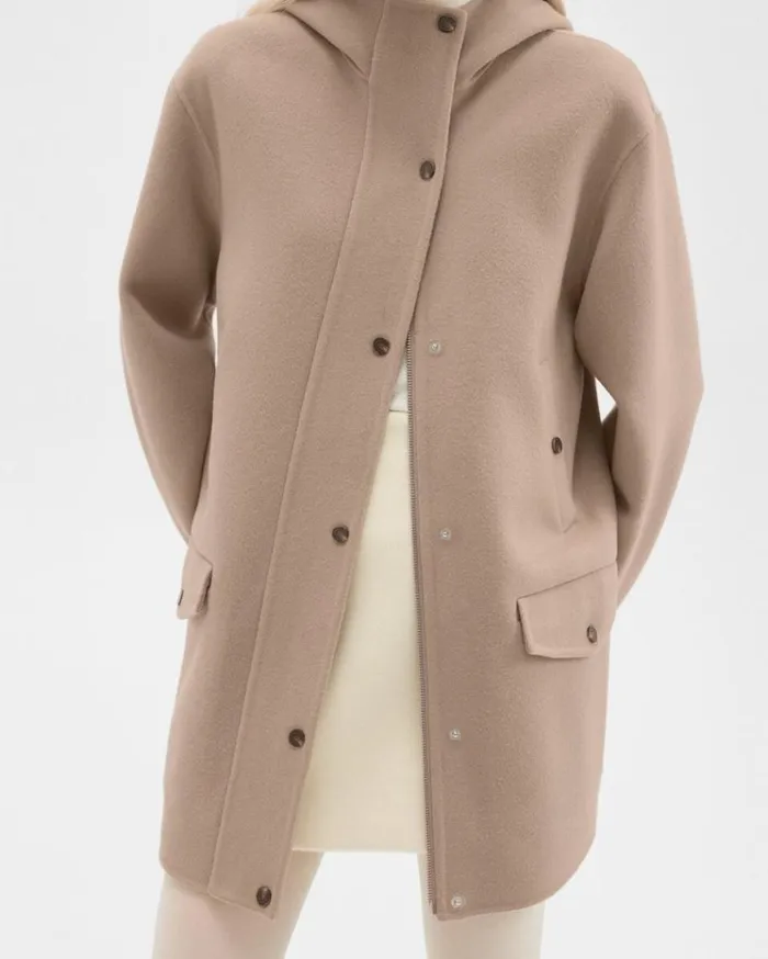 Theory Parka In DoubleFace WoolCashmere Palomino Women Outerwear