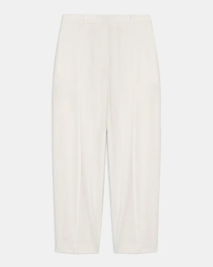 Theory Pleated Carrot Pant In Good Wool Ivory Women Pants